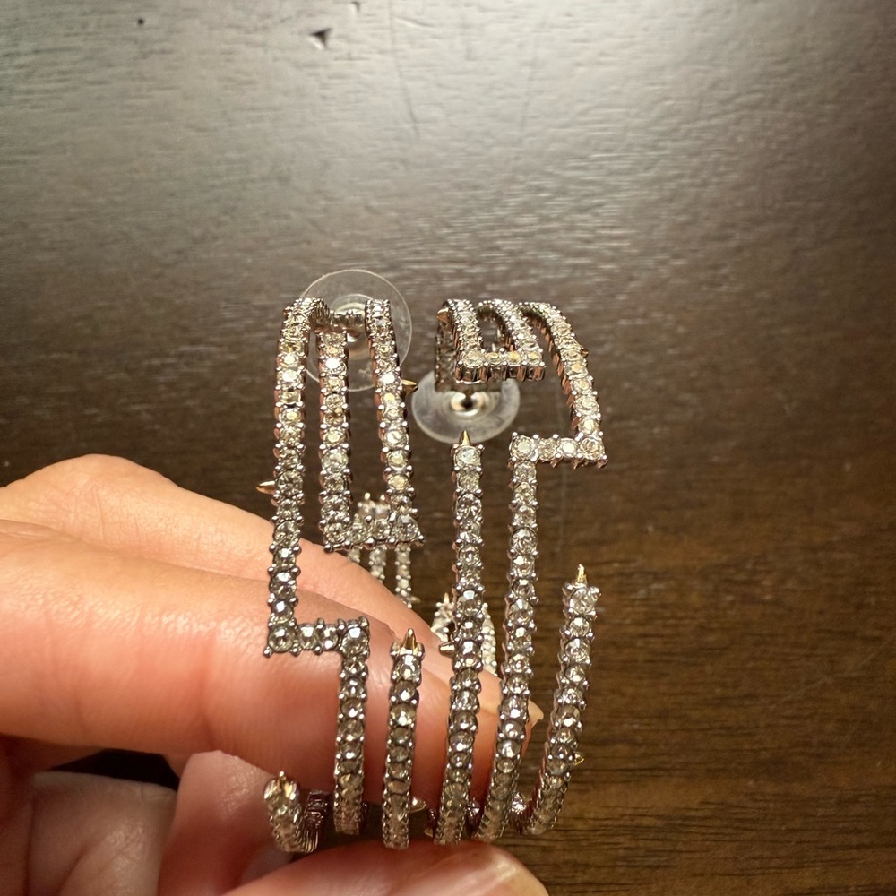 Alexis Bittar Navette Crystal Hoop Earrings